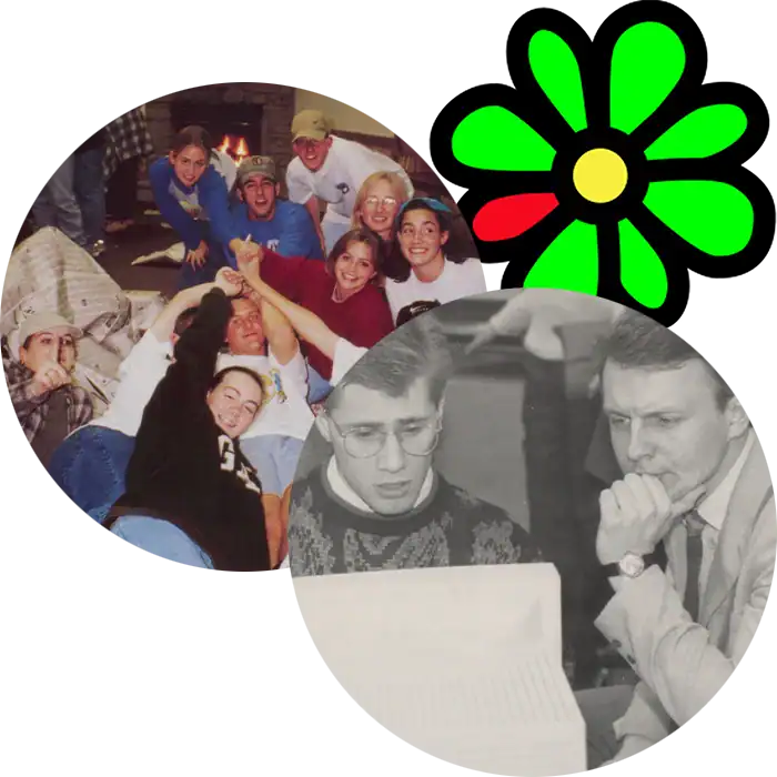 Above left, students gather together after attempting to build a
paper house at a leadership retreat., 1997. Above right, Senior David Pittenger shows Aurimas Jujaitis, Lithuania's deputy minister of education, one of the applications of software in the school's computer lab. Greenfield H.S. Catamount Yearbook, 1992.