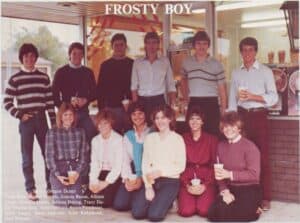 Senior Dragon Dozen from New Palestine pose at the Frosty Boy, 1984 Avalon